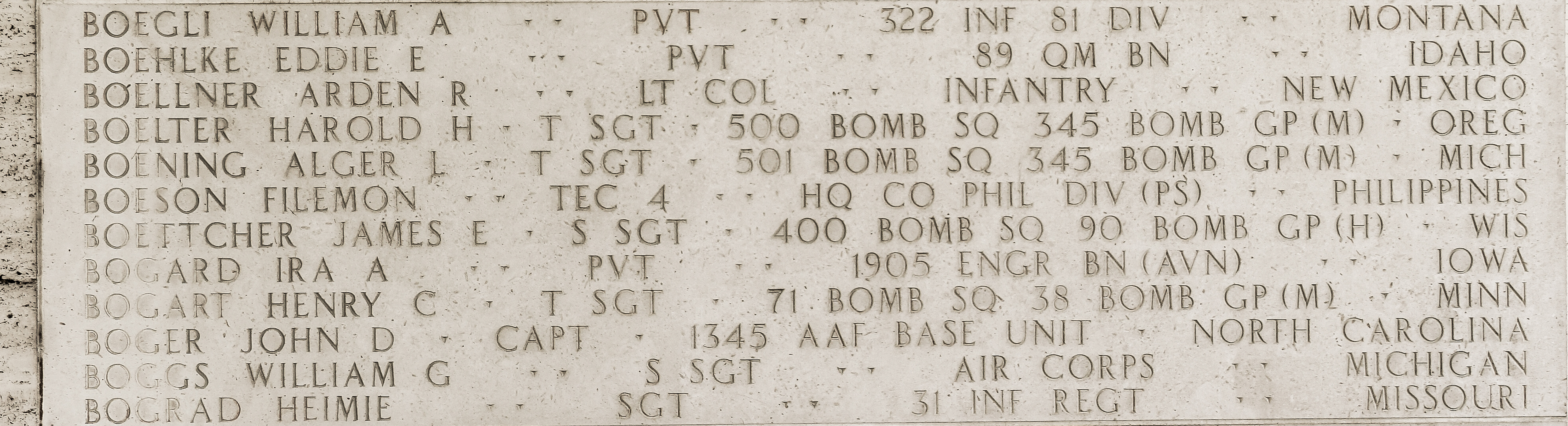 William G. Boggs, Staff Sergeant